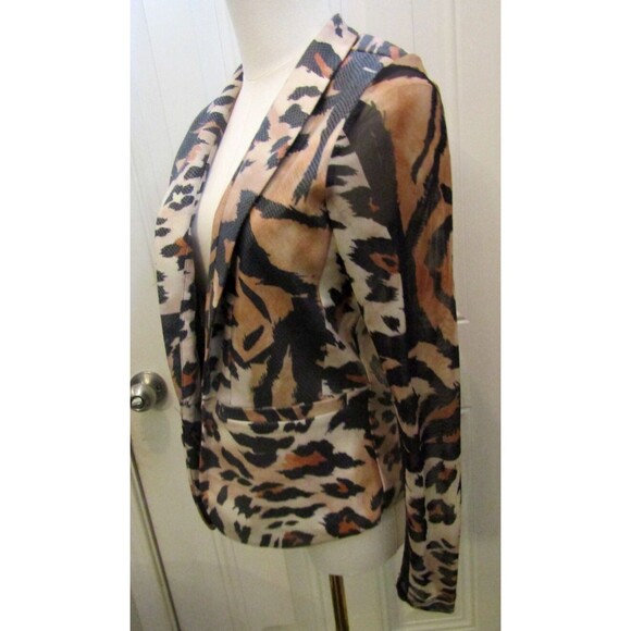 Oolala Cheetah Tiger Print Blazer Lightweight Jacket Retail $384 Size XS - Picture 3 of 7